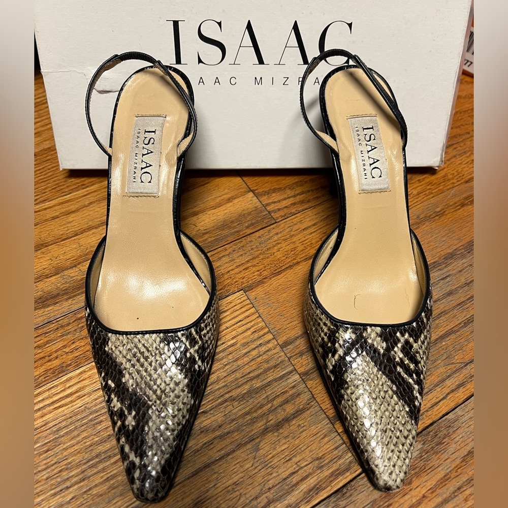 Isaac Miztahi Python Toe Sling Back Heel - Size 6… - image 1